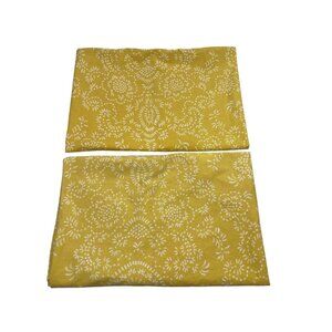 2 IKEA Akertistel Yellow Floral Pillowcases 29x19" Queen Size